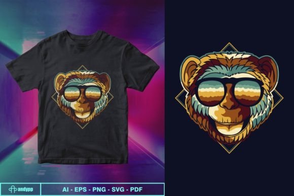 Chimpanzee Funny Colorful Eyeglasses Graphics and Illustrations Review