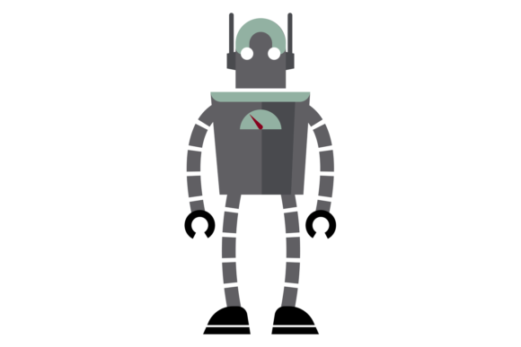 Cute Vintage Robot. Funny Android. Smart Graphics and Illustrations